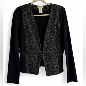 Leopard Print Black Grey Jacket Size Medium